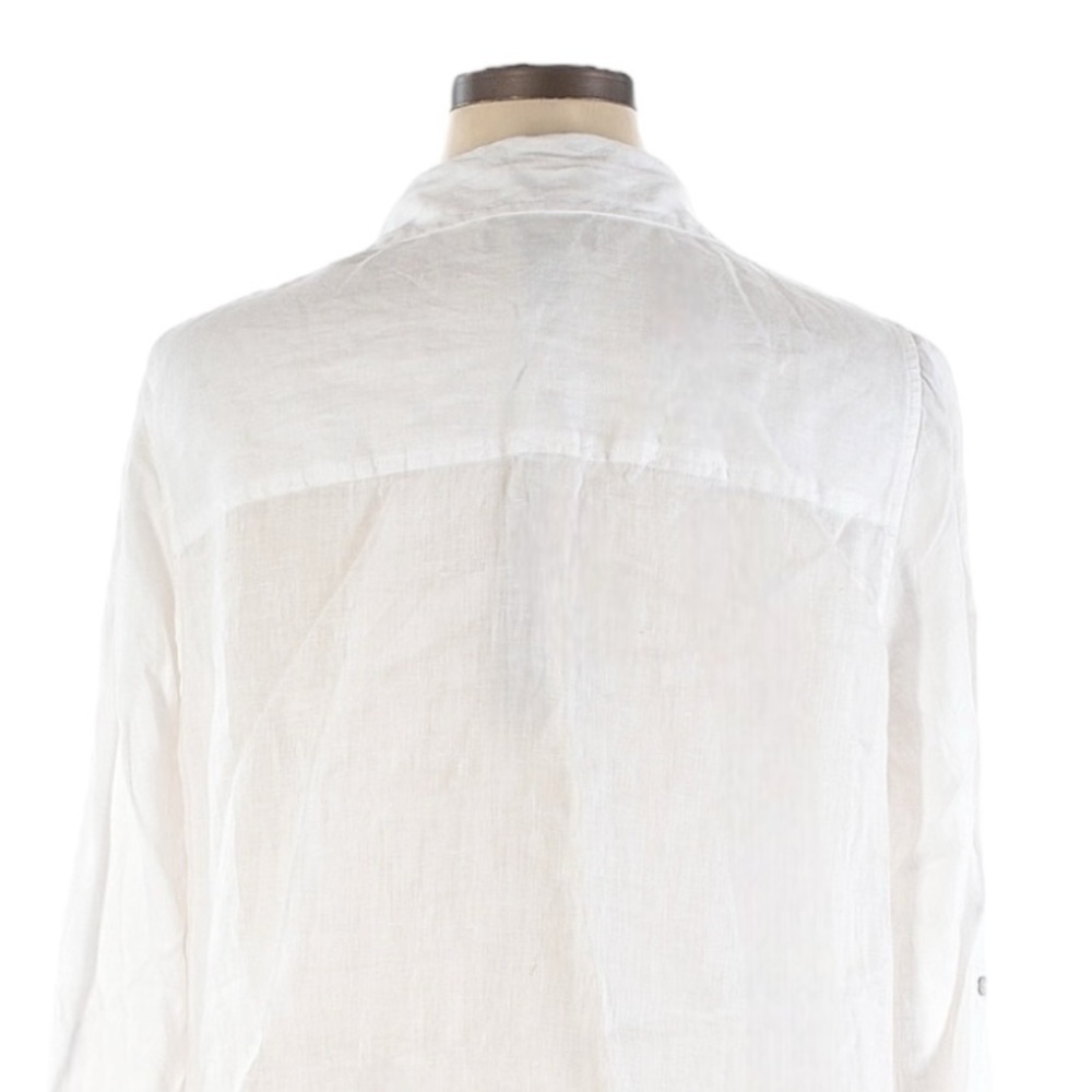 Tahari Button Down Shirt Size 1X NWT White 100% Linen Neutral Beachy Lightweight - Picture 4 of 9